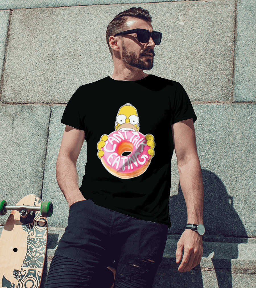 The Simpsons Homer Can't Talk Eating Donut T-Shirt