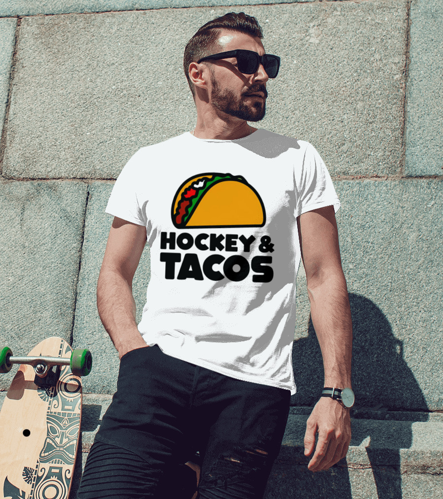 Hockey And Tacos Bold Fun Combo T-Shirt
