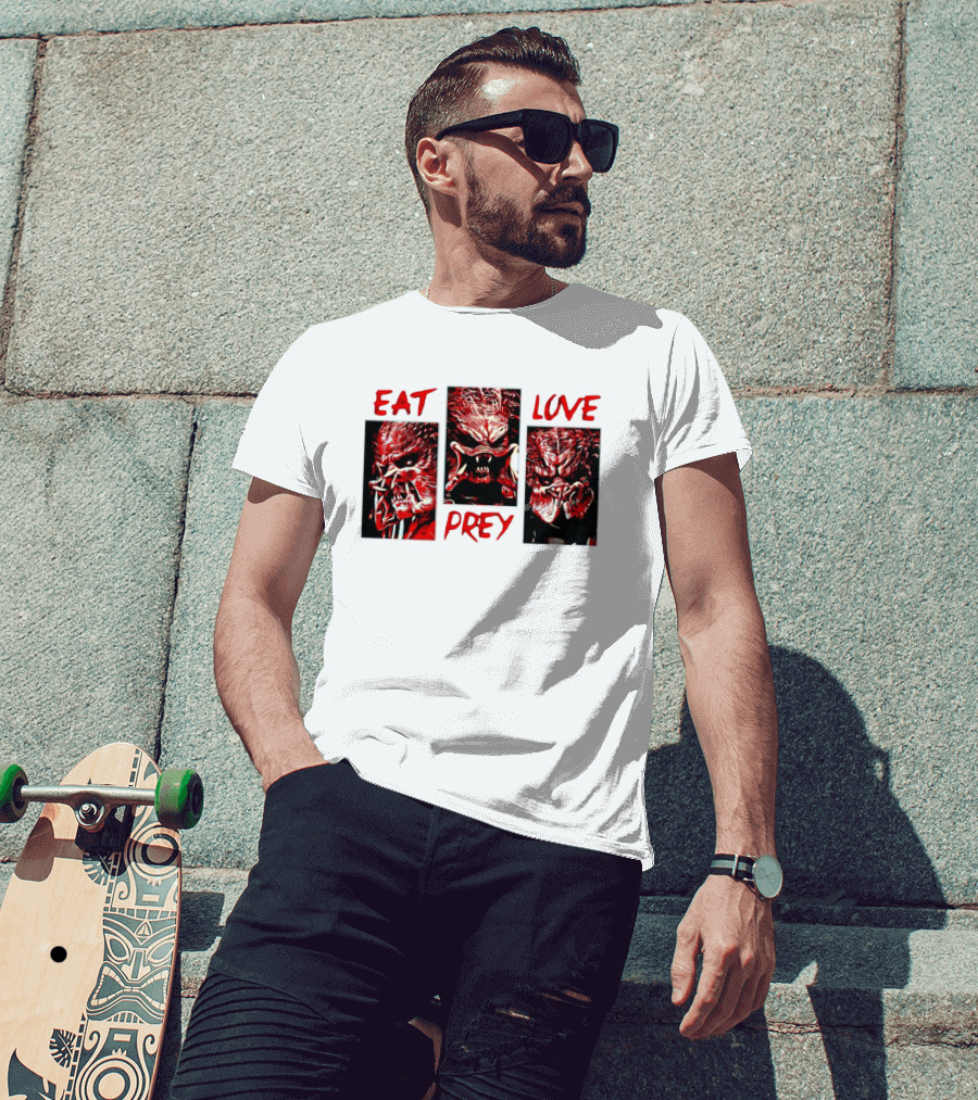 Eat Prey Love Predator Red Creature Faces T-Shirt