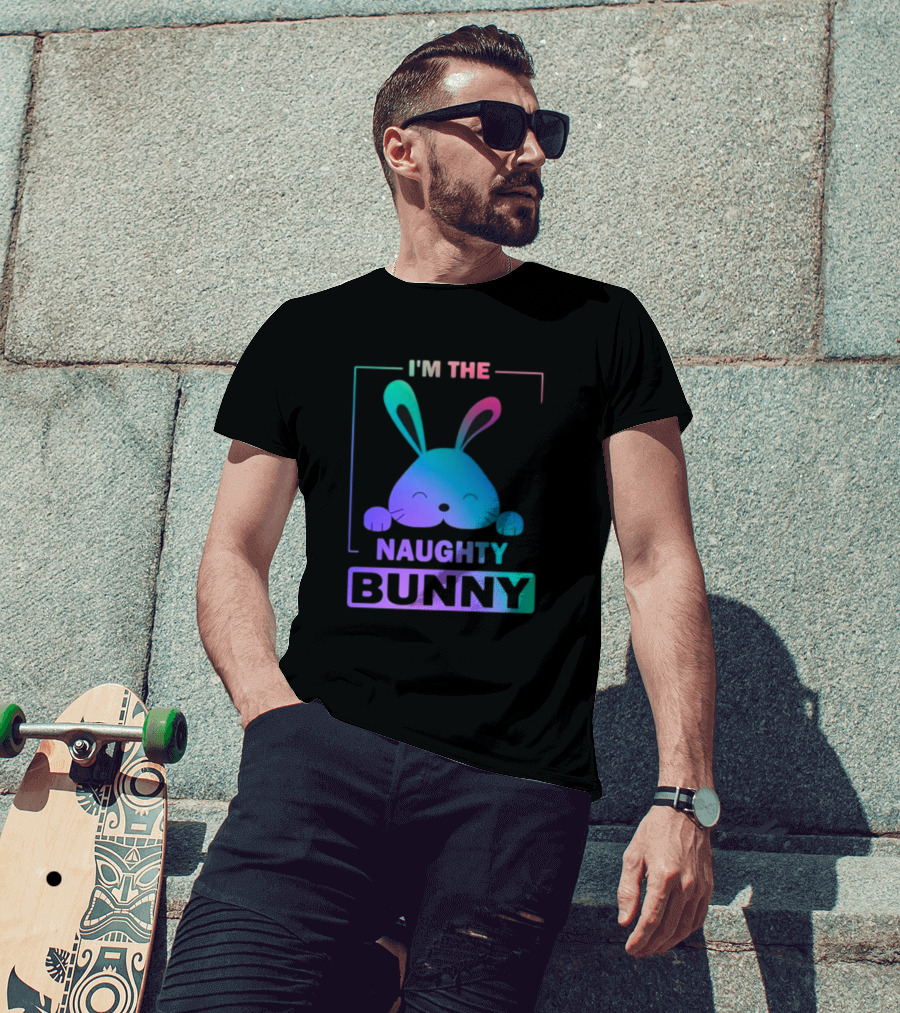 I'm The Naughty Bunny Rainbow Gradient Happy Ears T-Shirt