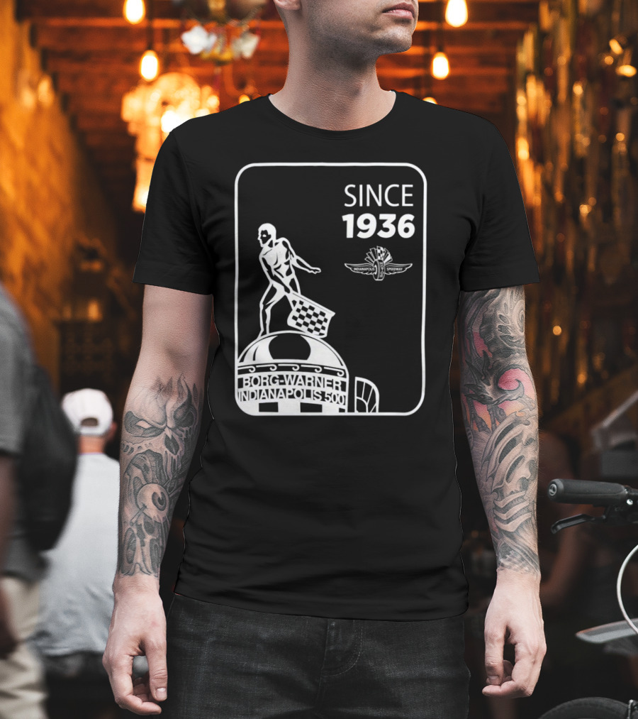 Since 1936 Borg Warner Indianapolis 500 Wing Wheel Flag Trophy T-Shirt