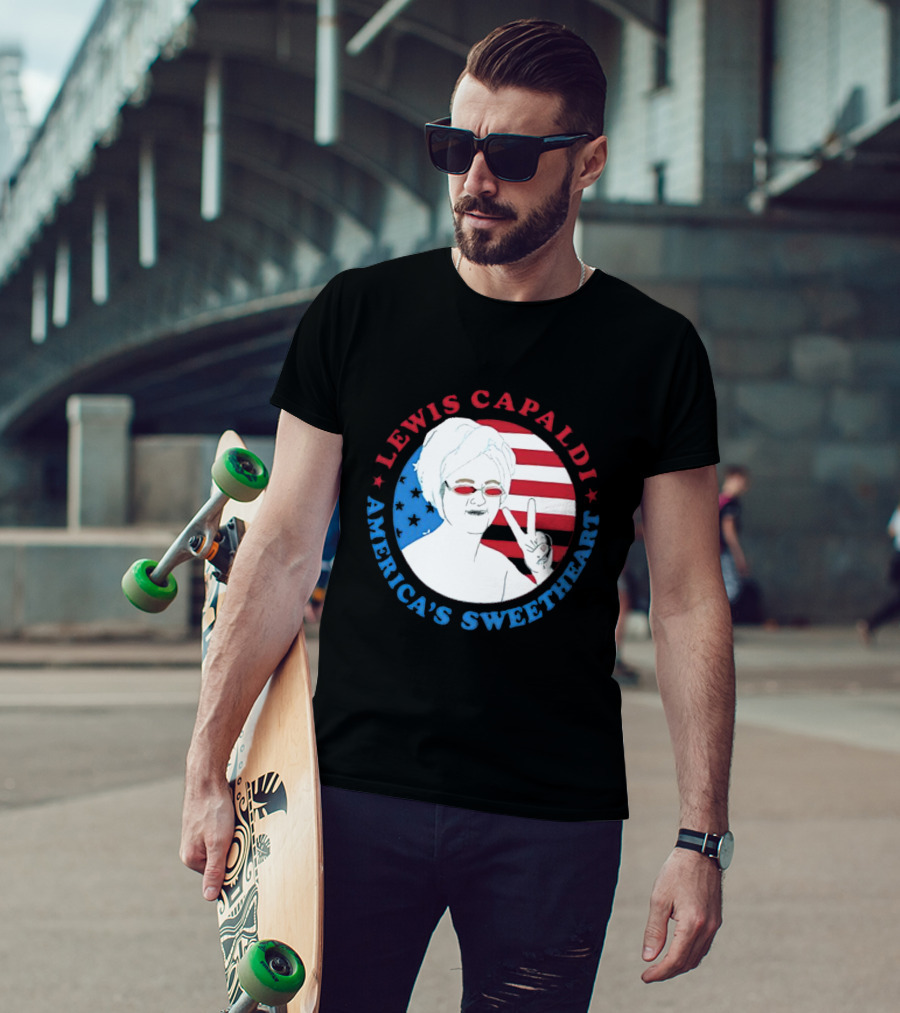 Lewis Capaldi America’s Sweetheart Peace Sign And Flag T-Shirt