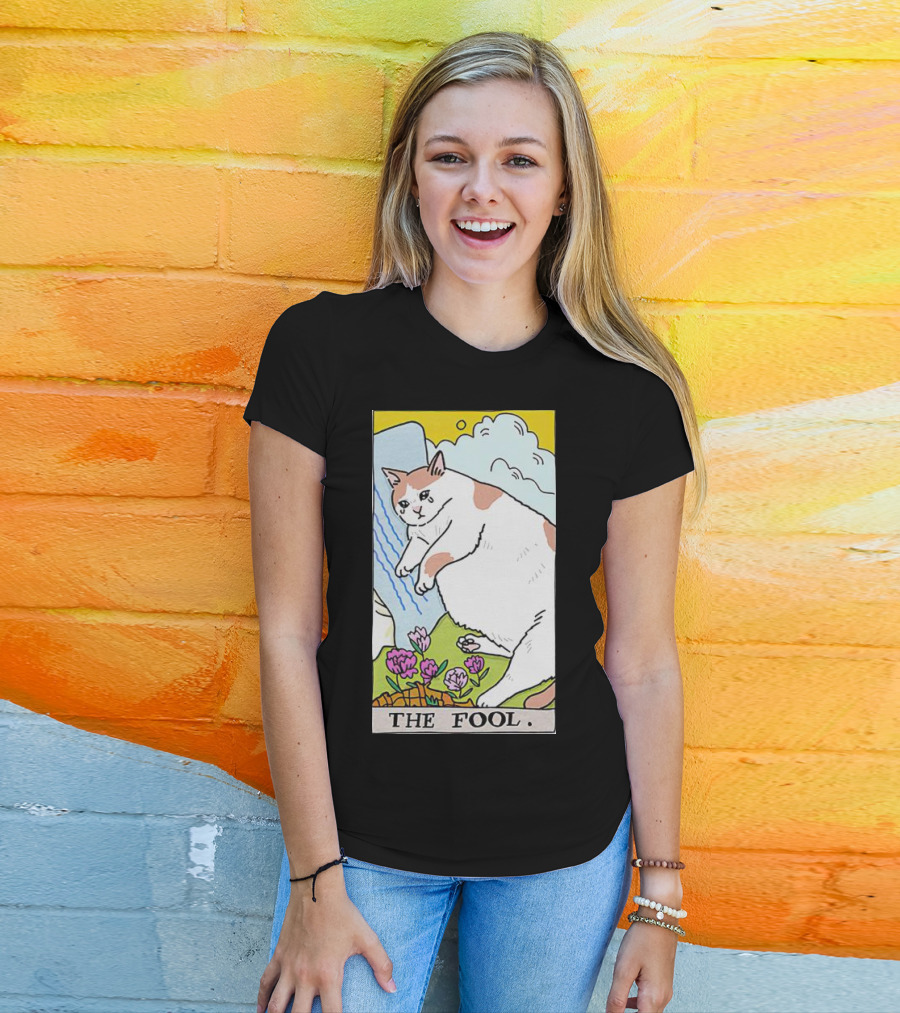 Sad Cat The Fool Tarot Card Cute Feline T-Shirt