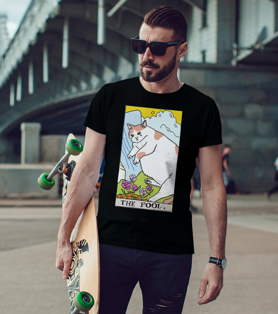 Sad Cat The Fool Tarot Card Cute Feline T-Shirt