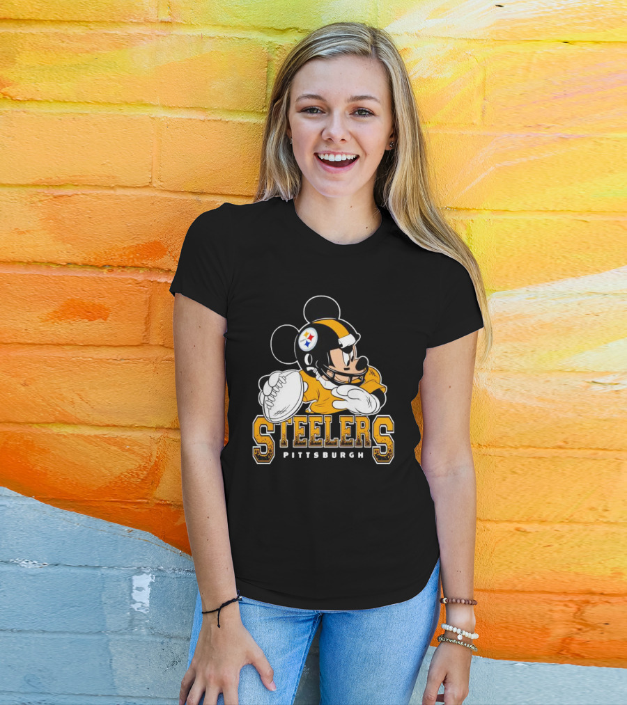 Pittsburgh Steelers Mickey Mouse NFL Football Quarterback T-Shirt