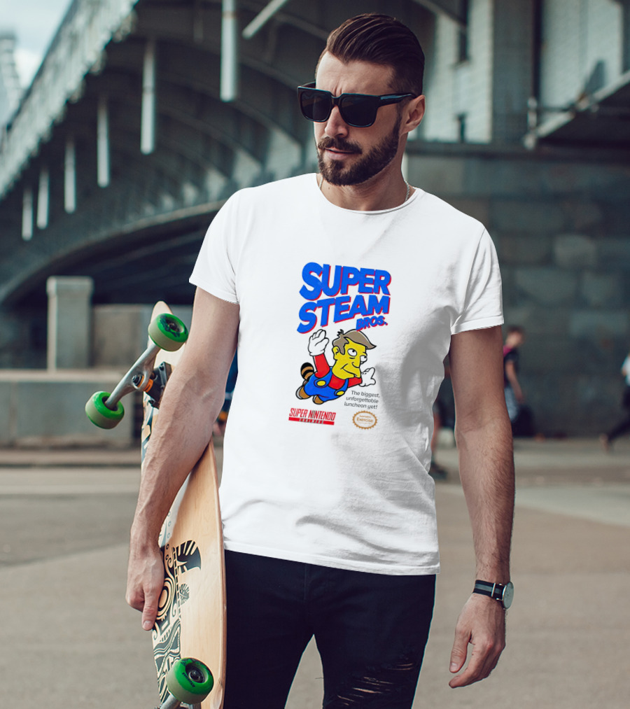 Super Steam Bros Super Nintendo Exercise Lunch Jeff T-Shirt