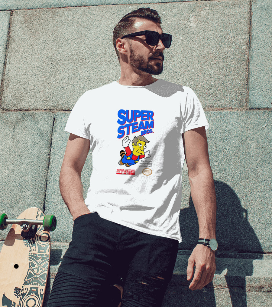 Super Steam Bros Super Nintendo Exercise Lunch Jeff T-Shirt