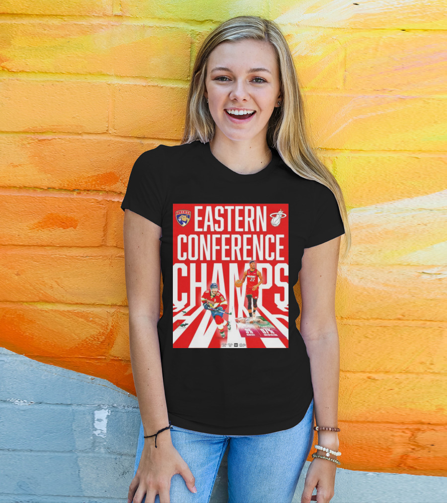 Florida Panthers And Miami Heat Eastern Conference Champs 91 Percent Win Rate T-Shirt