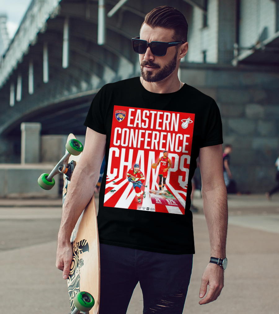 Florida Panthers And Miami Heat Eastern Conference Champs 91 Percent Win Rate T-Shirt