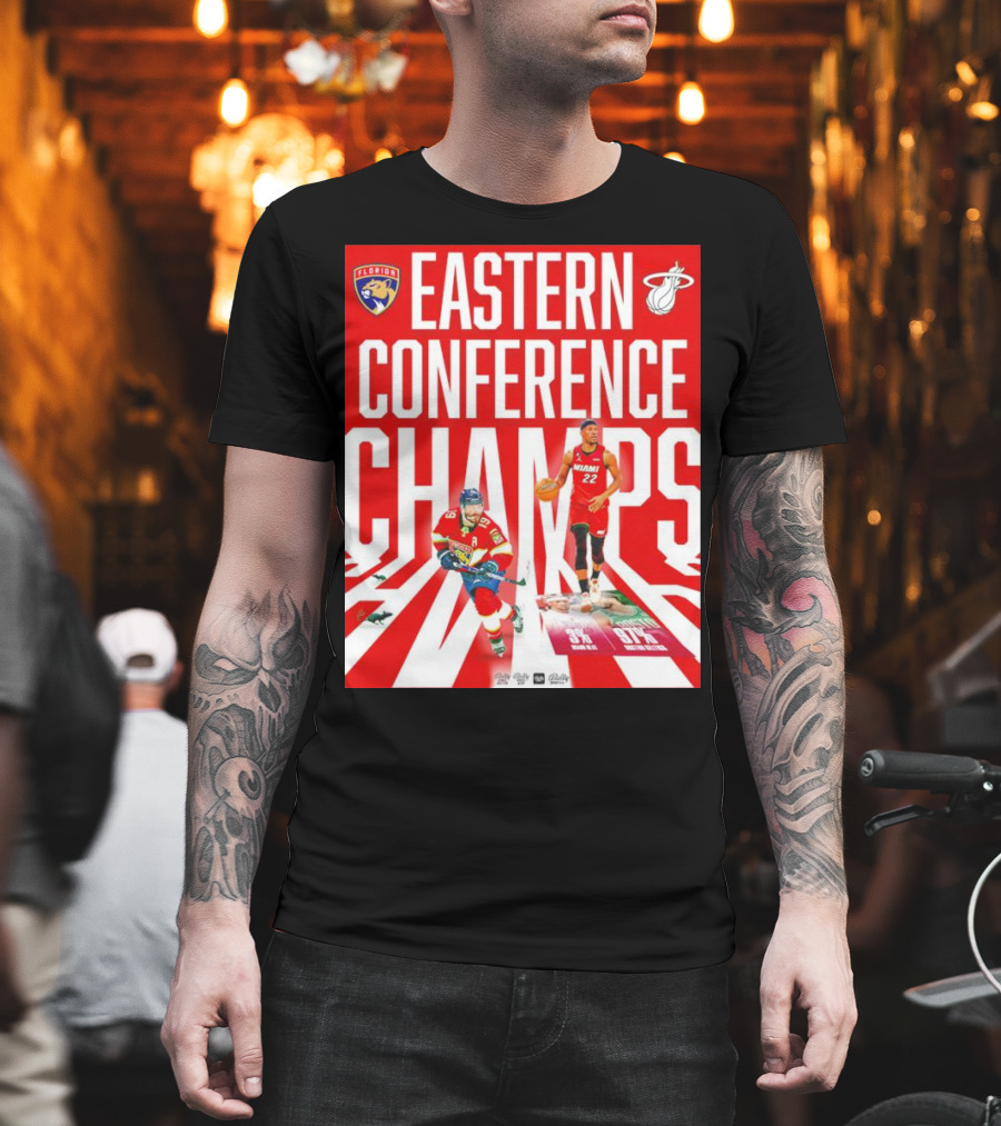 Florida Panthers and Miami Heat Eastern Conference Champs 91 Percent Win Rate T-Shirt