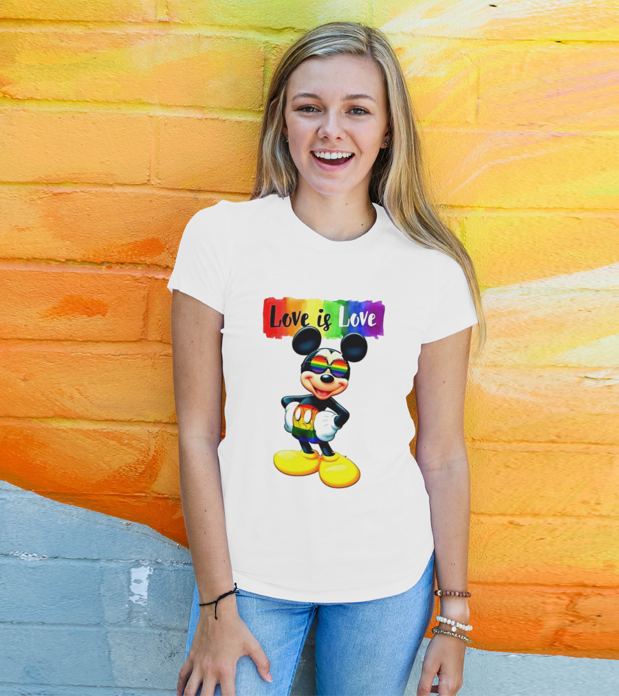 Mickey Mouse Love Is Love Rainbow Happy Pride T-Shirt