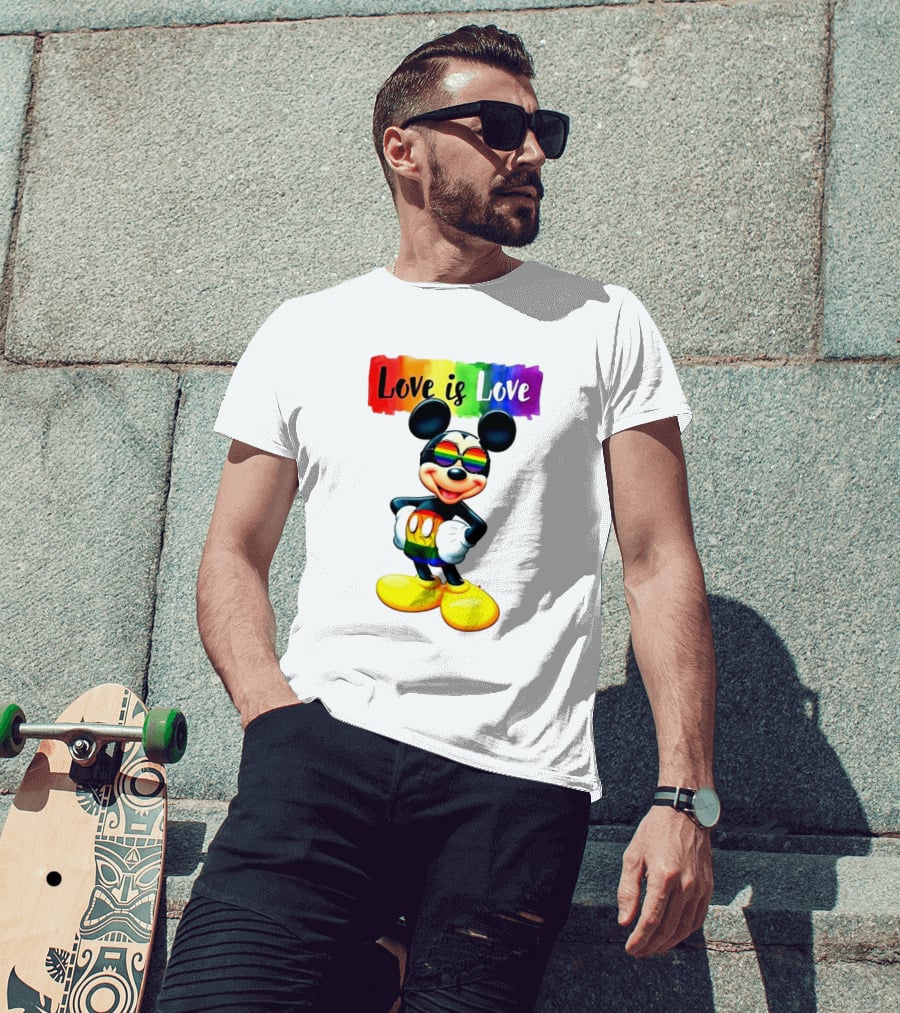 Mickey Mouse Love Is Love Rainbow Happy Pride T-Shirt