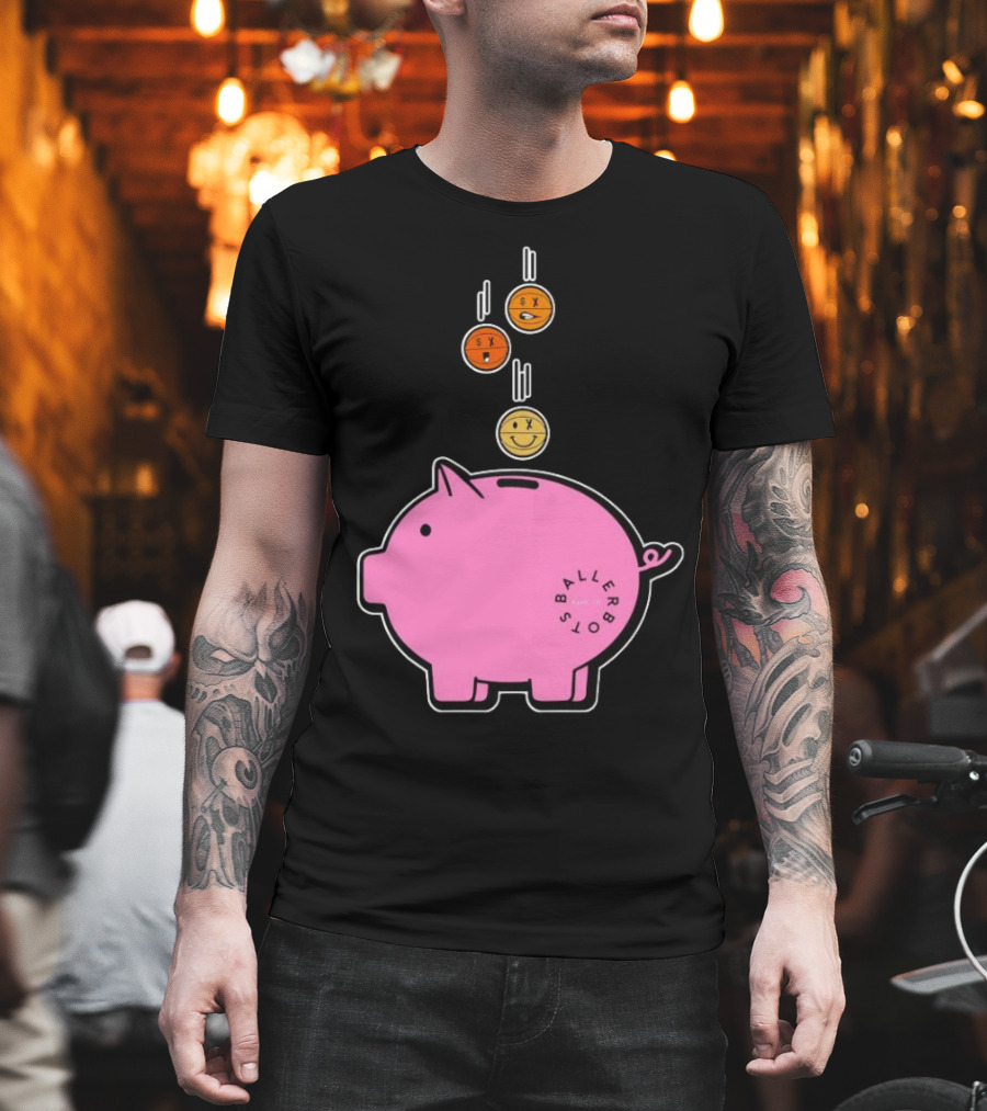 Ballers Bots Piggy Bank with Falling Emoji Coins T-Shirt