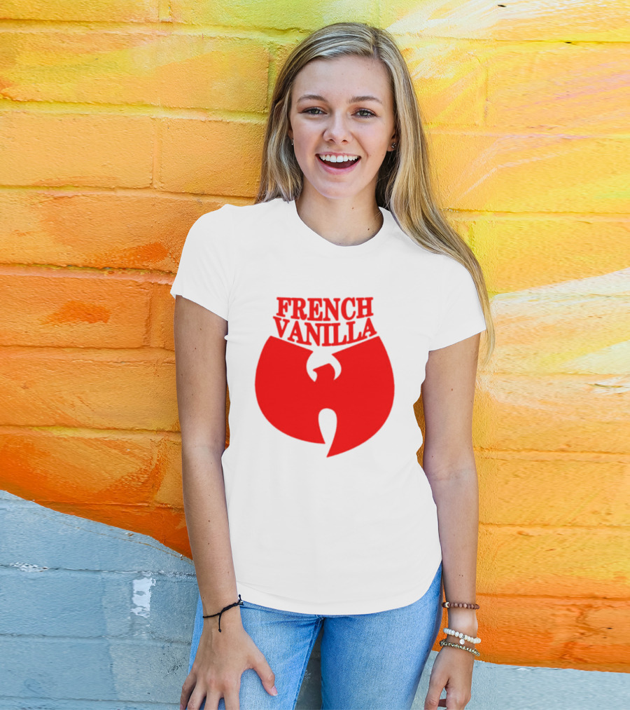French Vanilla Wutang Logo Red Emblem T-Shirt