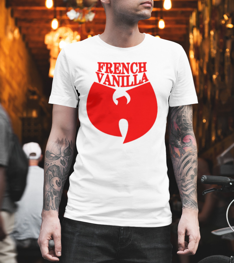 French Vanilla Wutang Logo Red Emblem T-Shirt