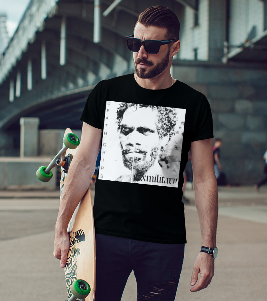 Death Grips Exmilitary Album Cover Image White Letters And Portrait T-Shirt