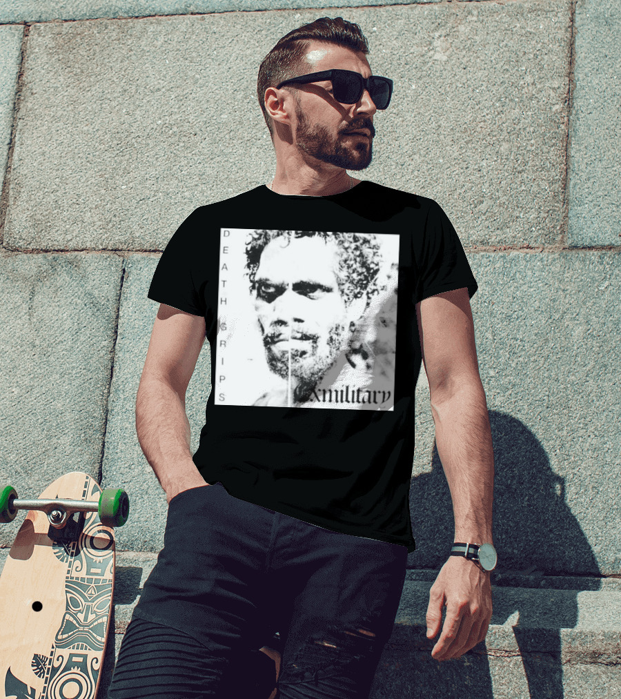 Death Grips Exmilitary Album Cover Image White Letters And Portrait T-Shirt