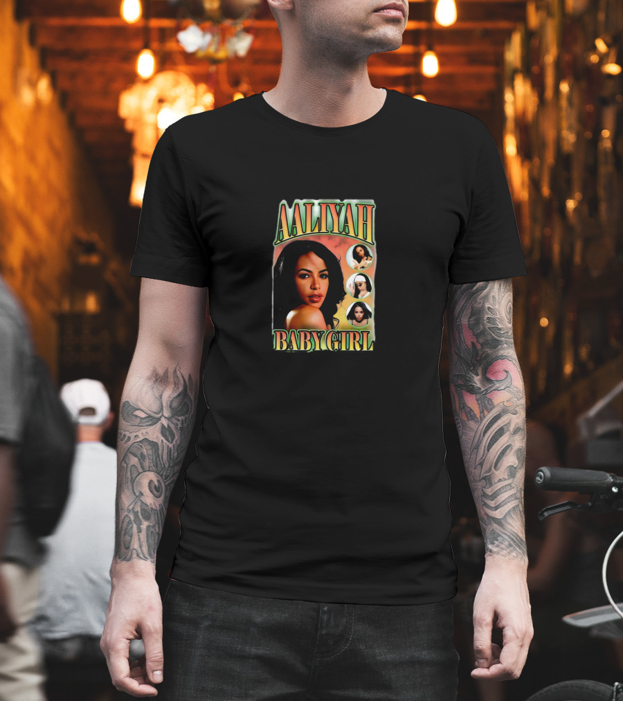 Aaliyah Baby Girl Vintage Iconic Portrait Collage T-Shirt