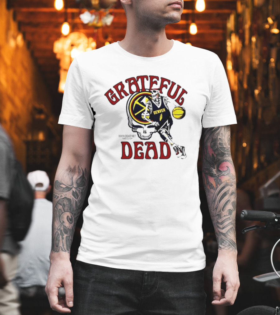 Grateful Dead Denver Nuggets Basketball Skull Skeleton T-Shirt