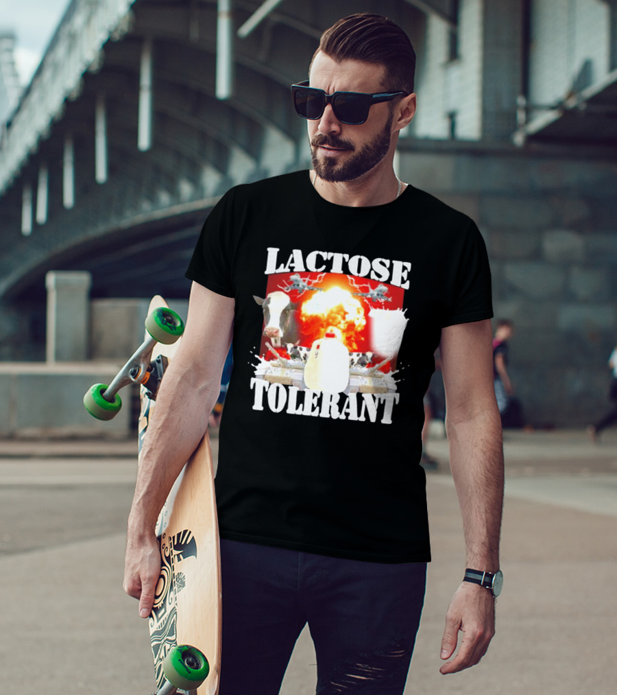 Lactose Tolerant Cow Explosion Milk Jug T-Shirt