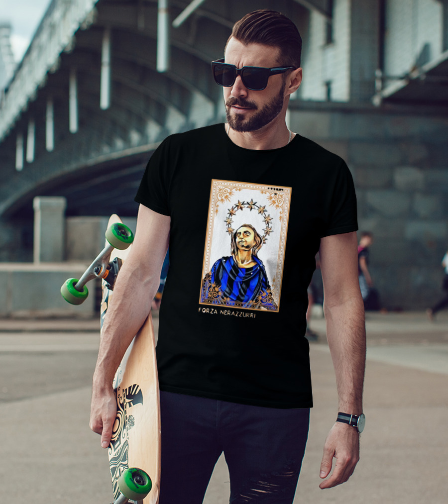 Forza Nerazzurri Madonnina Iconic Blue And Black Halo T-Shirt