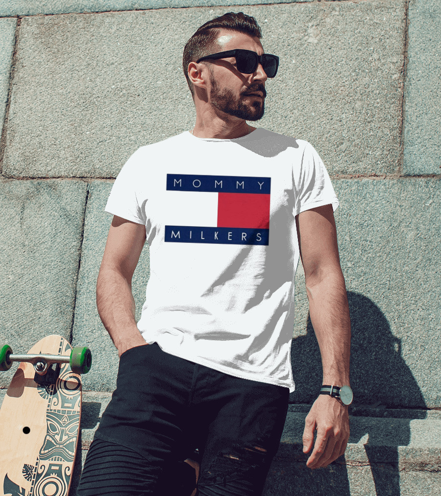 Mommy Milkers Logo Parody Tommy Flag T-Shirt