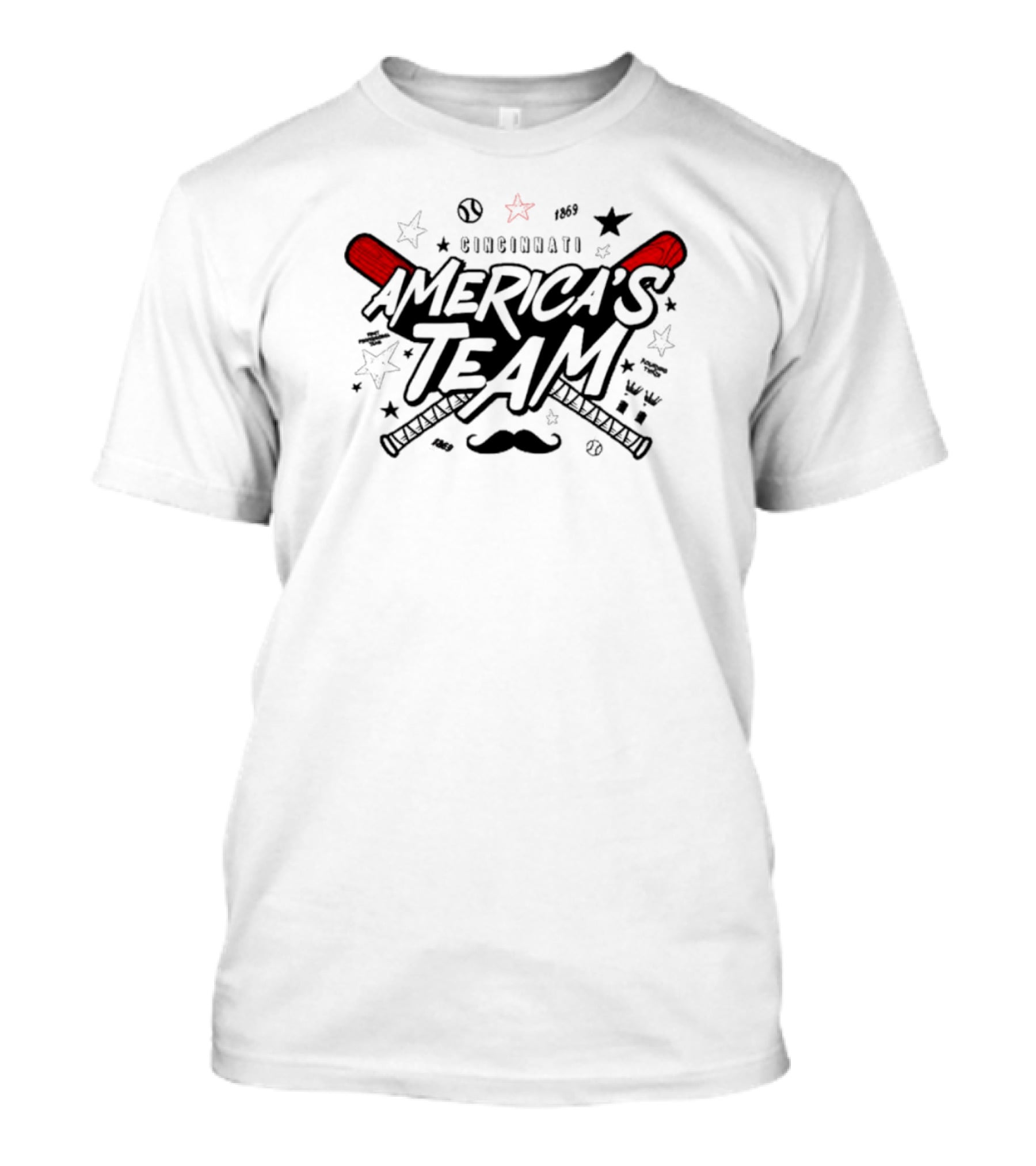 Cincinnati America's Team 1869 Baseball Motif With Red Bats T-Shirt