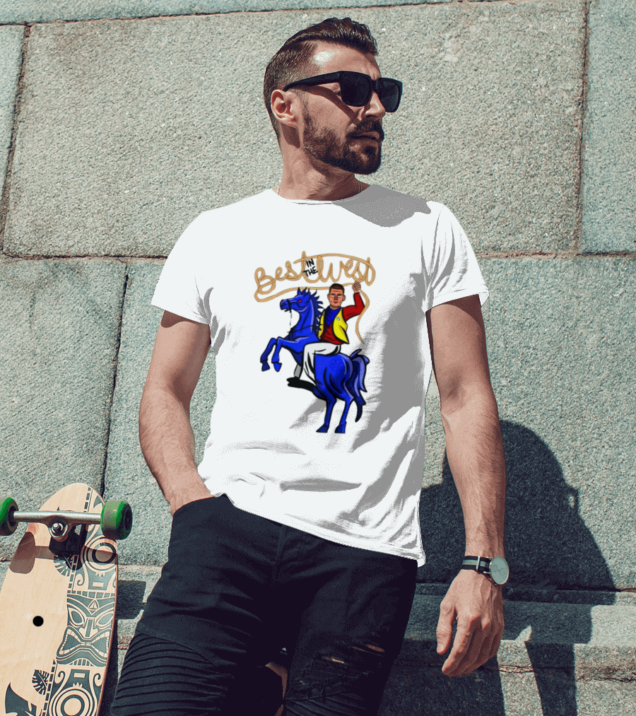 Best West Nikola Jokic Riding Blue Horse T-Shirt