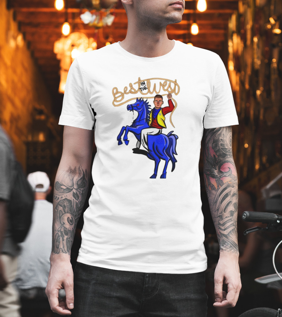 Best West Nikola Jokic Riding Blue Horse T-Shirt