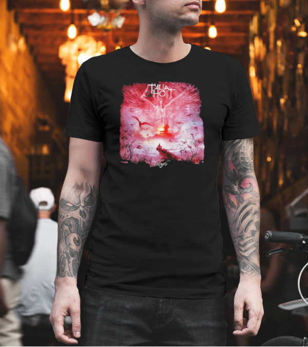 Talia Hoit Angel Red Winged Figure with Birds and Sunset T-Shirt Talia Hoit Angel Red Winged Figure with Birds and Sunset T-Shirt