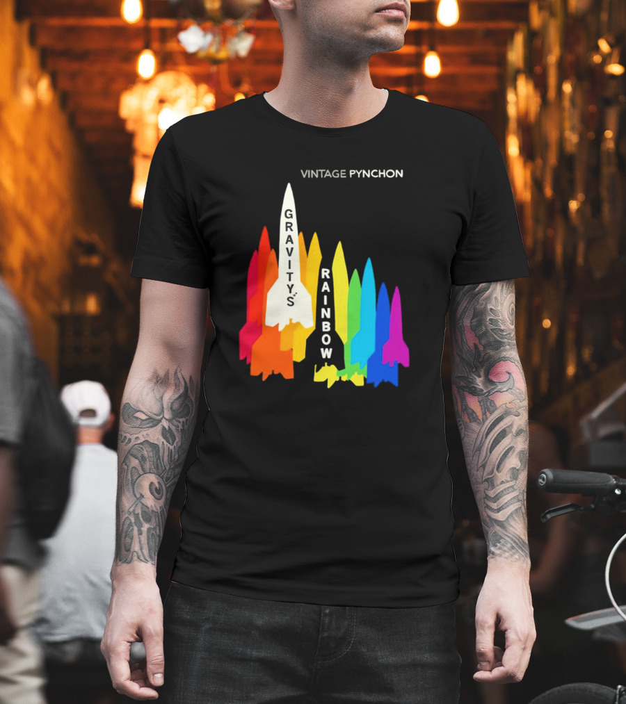 Vintage Pynchon Gravity’s Rainbow Multicolor Rocket T-Shirt