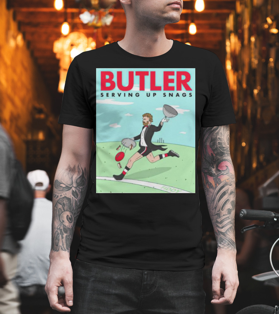 BUTLER SERVING UP SNAGS AFL FOOTBALL TUXEDO T-Shirt
