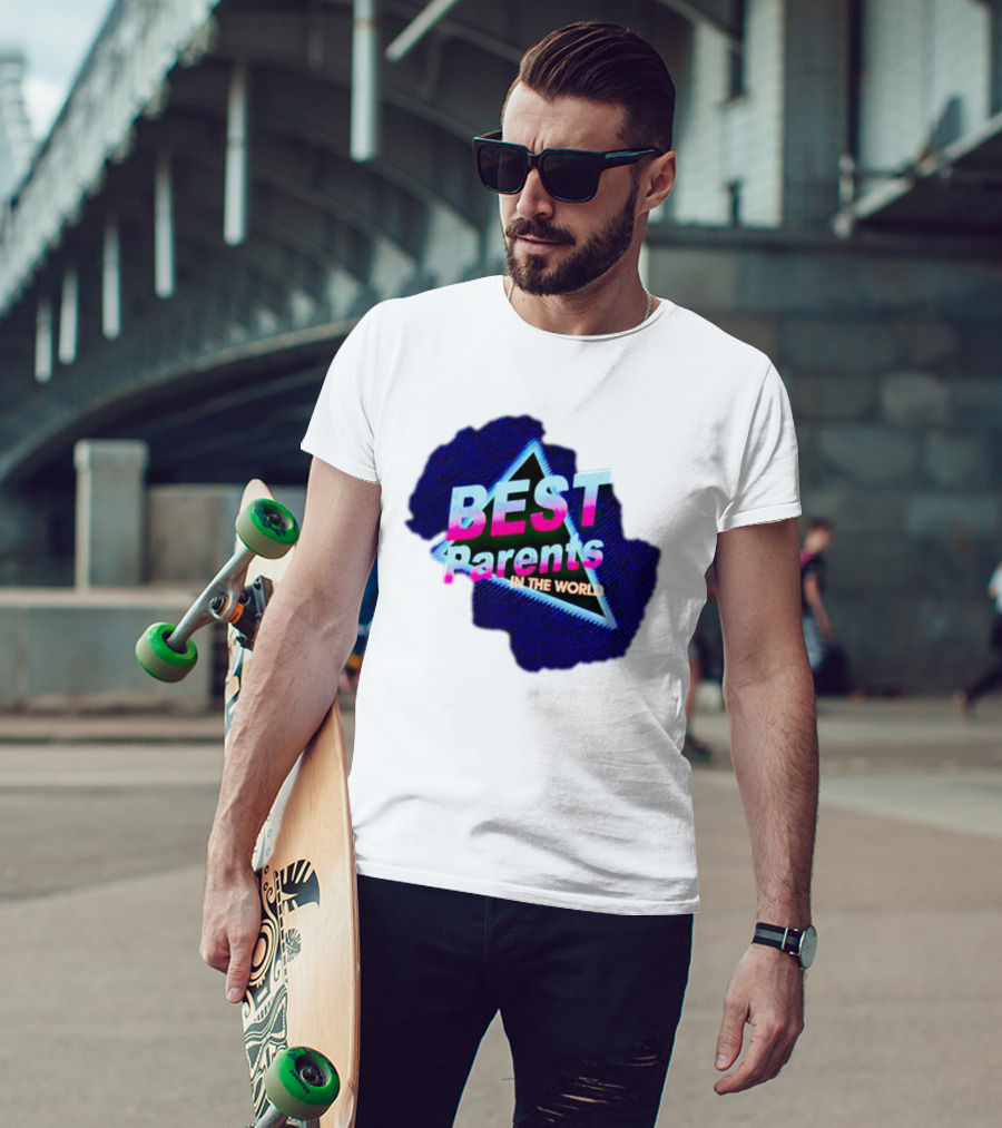 BEST Parents IN THE WORLD Retro Neon Triangle T-Shirt
