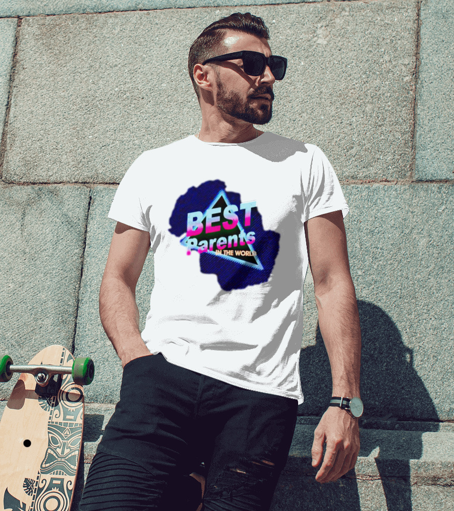 BEST Parents IN THE WORLD Retro Neon Triangle T-Shirt