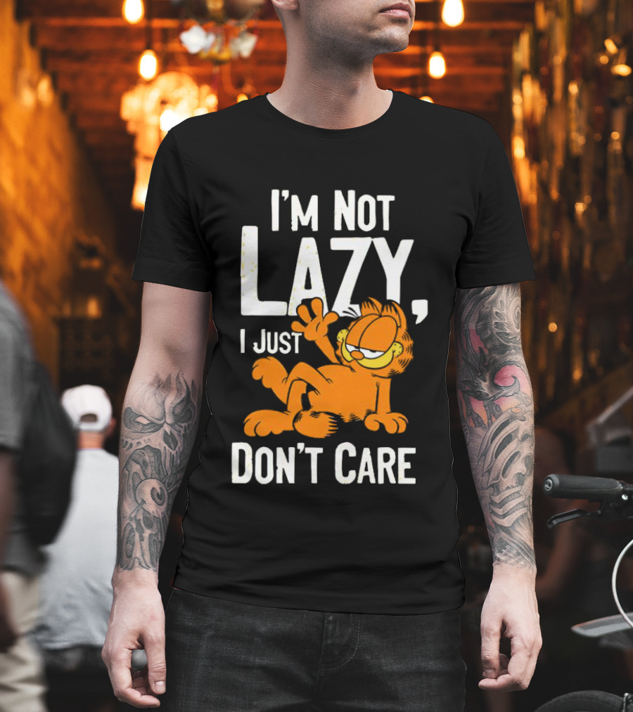 Garfield I'm Not Lazy I Just Don't Care Funny Cat Iconic Cartoon Character T-Shirt