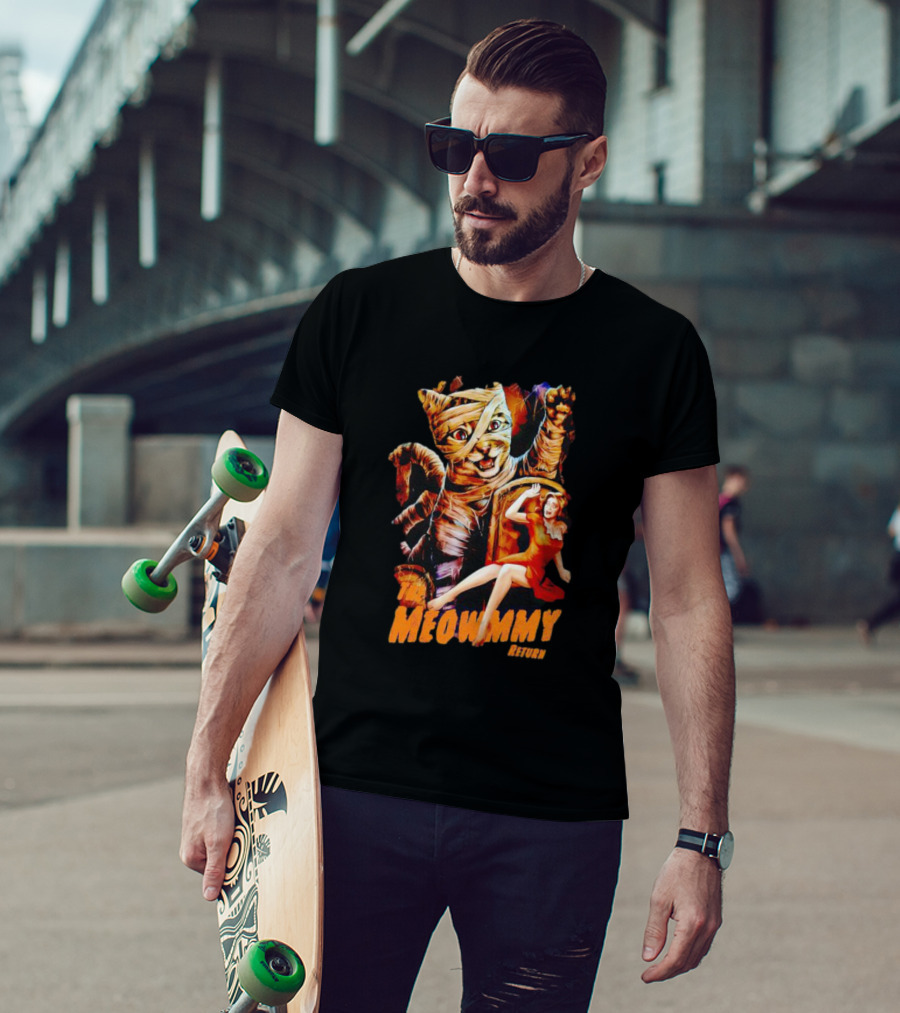 The Meowmmy Return Halloween Cat And Mummy Monster Movie T-Shirt