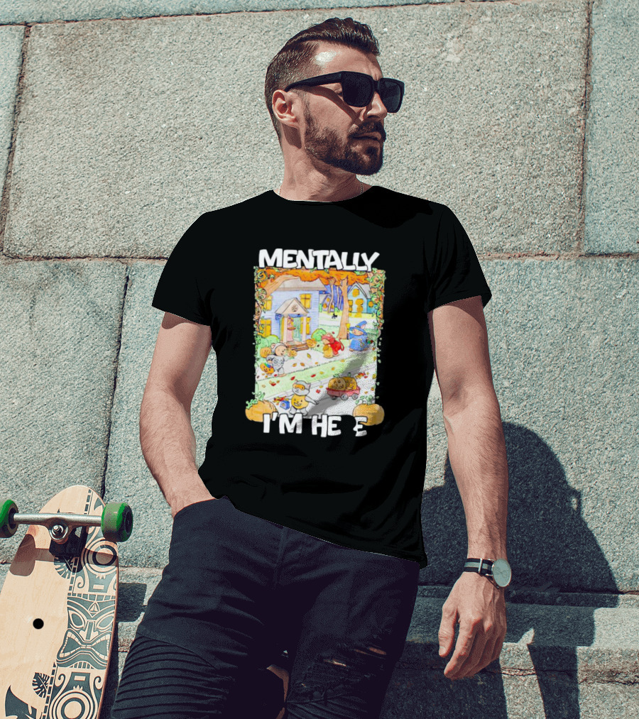 Mentally I'm Here Trick Or Treating Halloween Scene T-Shirt