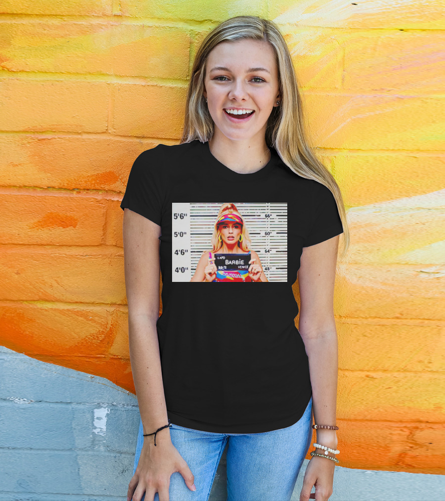 LAPD Barbie Mugshot Colorful T-Shirt