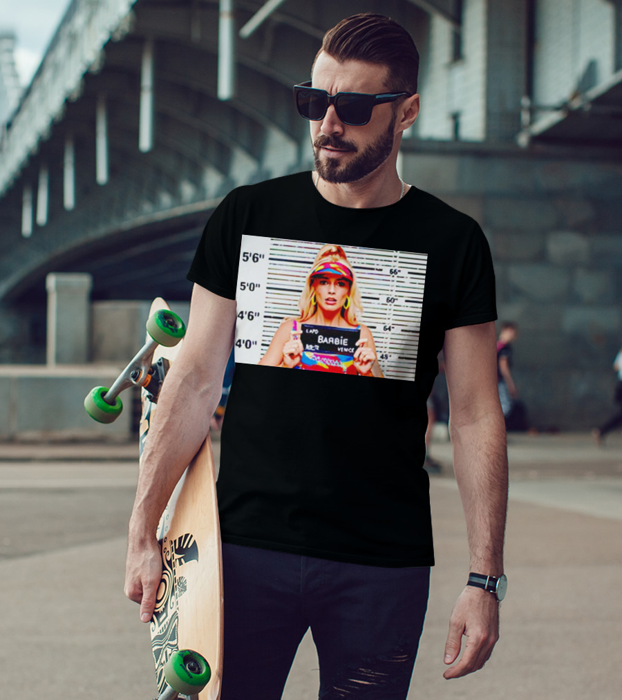 LAPD Barbie Mugshot Colorful T-Shirt