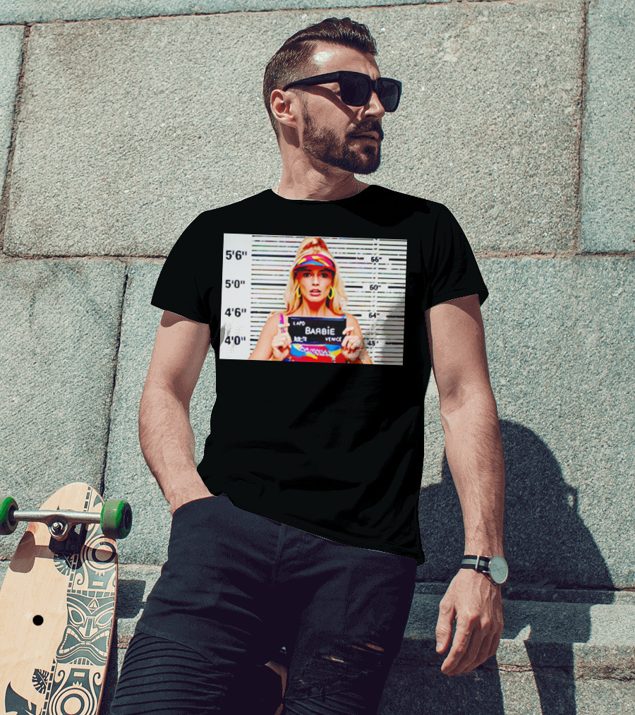 LAPD Barbie Mugshot Colorful T-Shirt