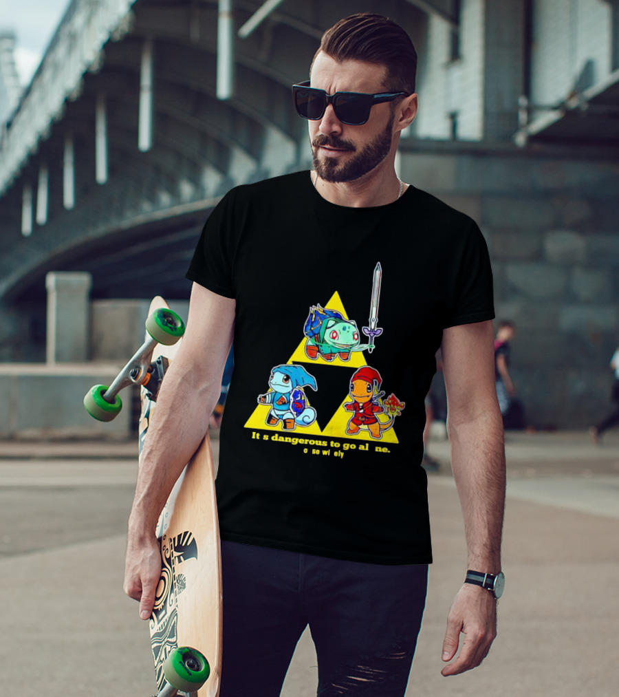 Pokemon Triforce Crossover It's Dangerous To Go Alone Choose Wisely T-Shirt