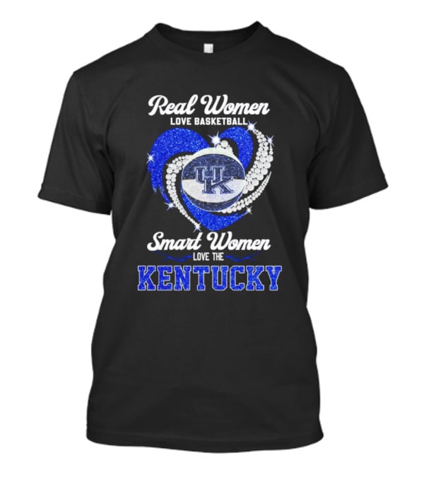Real Women Love Basketball Smart Women Love The Kentucky Wildcats Diamond Heart T-Shirt