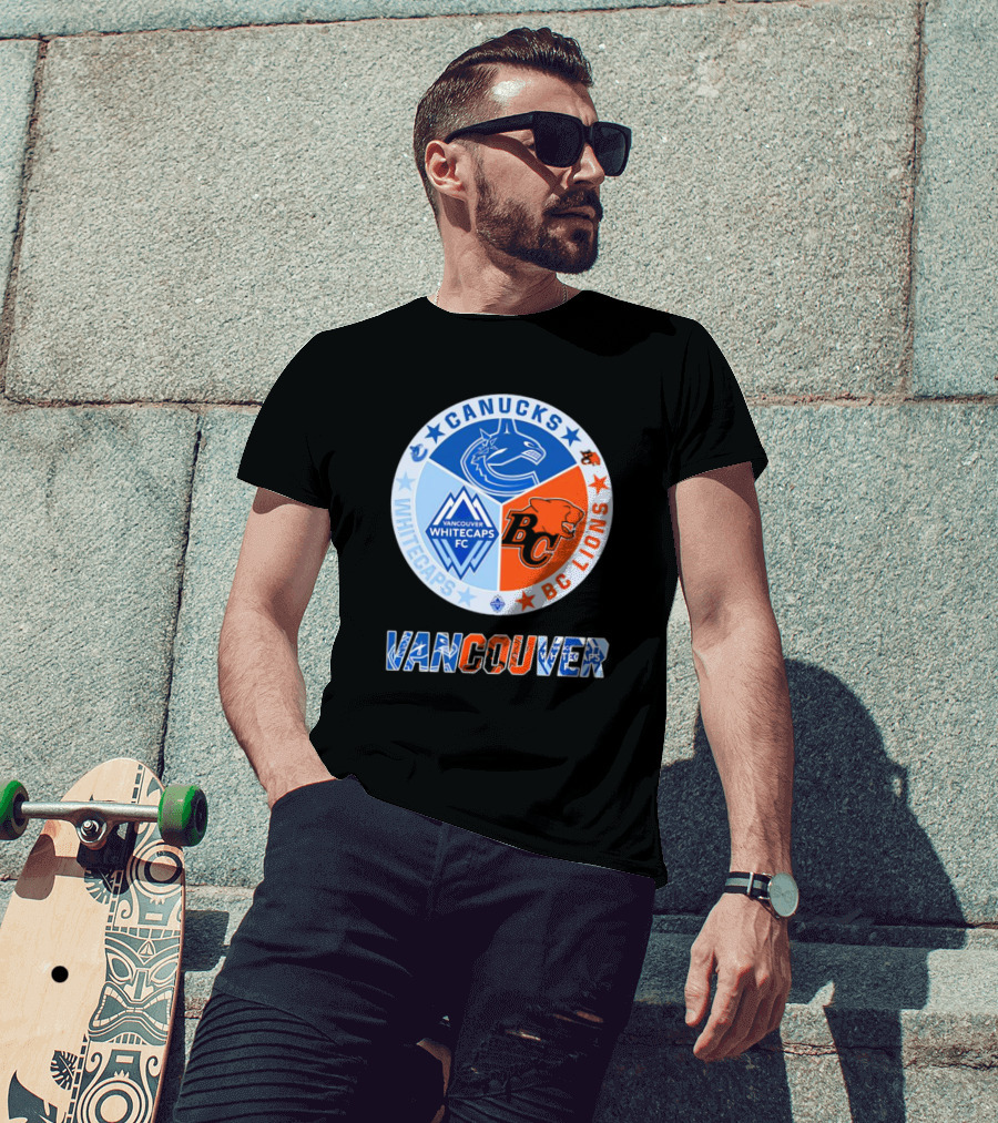Vancouver Canucks Whitecaps BC Lions Sports Team T-Shirt