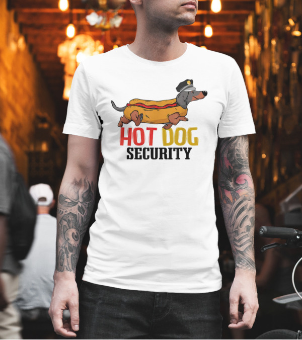Dachshund Hot Dog Security Officer in Police Hat T-Shirt Dachshund Hot Dog Security Officer in Police Hat T-Shirt