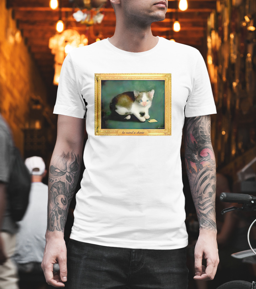 Cat He Eated a Cheese Framed T-Shirt