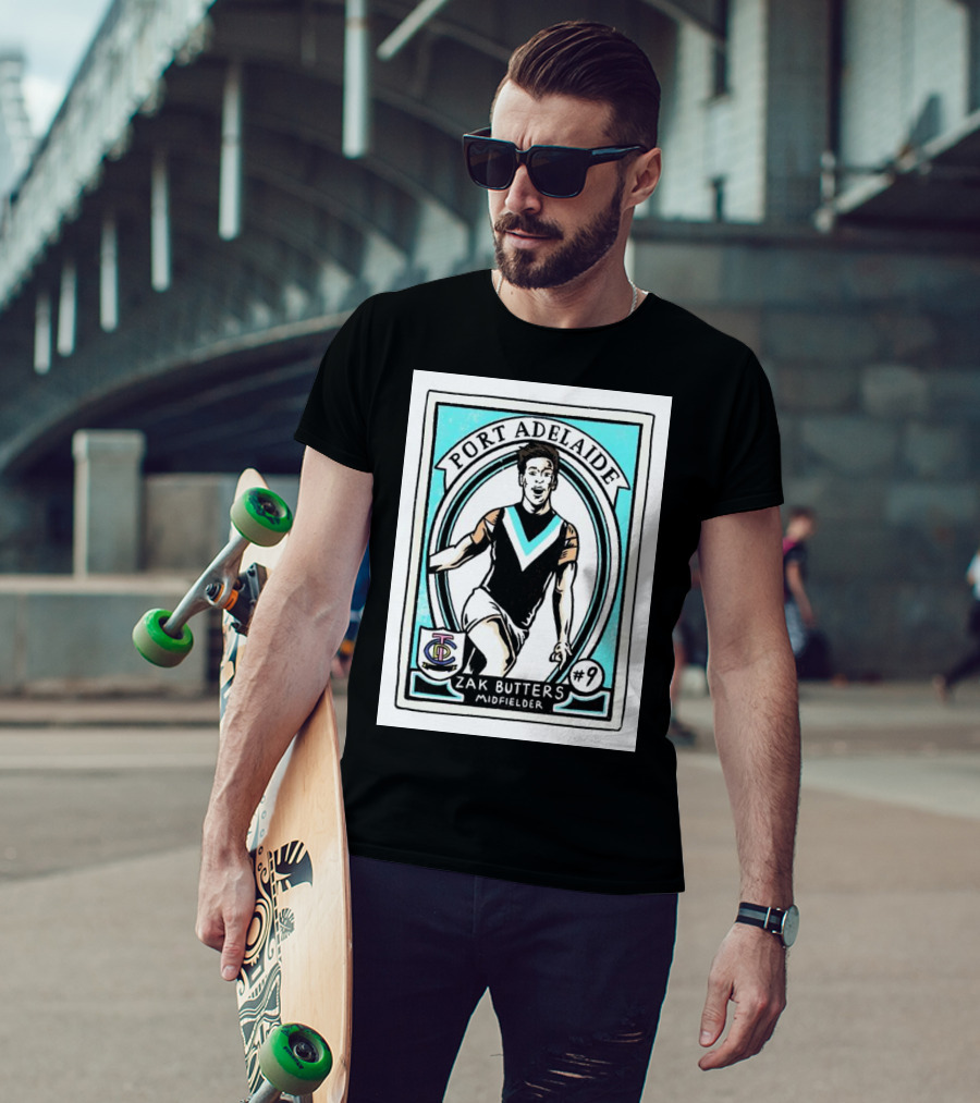 Port Adelaide Zak Butters #9 Midfielder Card T-Shirt