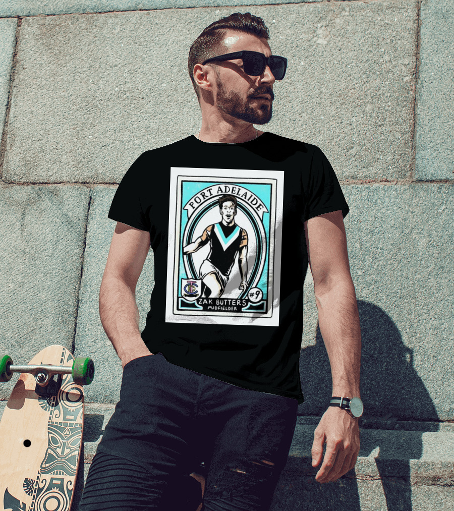 Port Adelaide Zak Butters #9 Midfielder Card T-Shirt