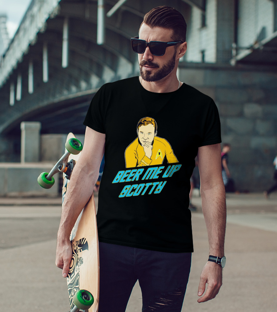 Beer Me Up Scotty Star Trek Captain Yellow Uniform T-Shirt