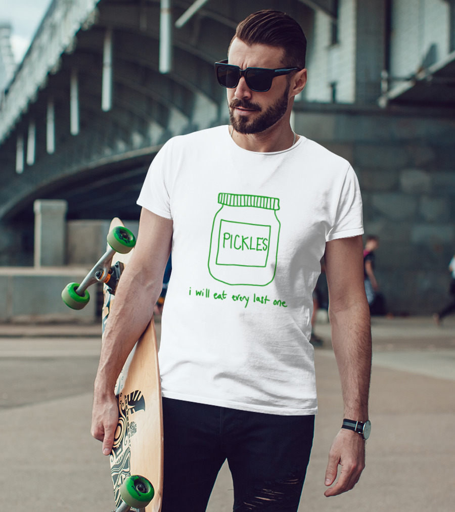 Pickles Jar I Will Eat Every Last One Green Text T-Shirt