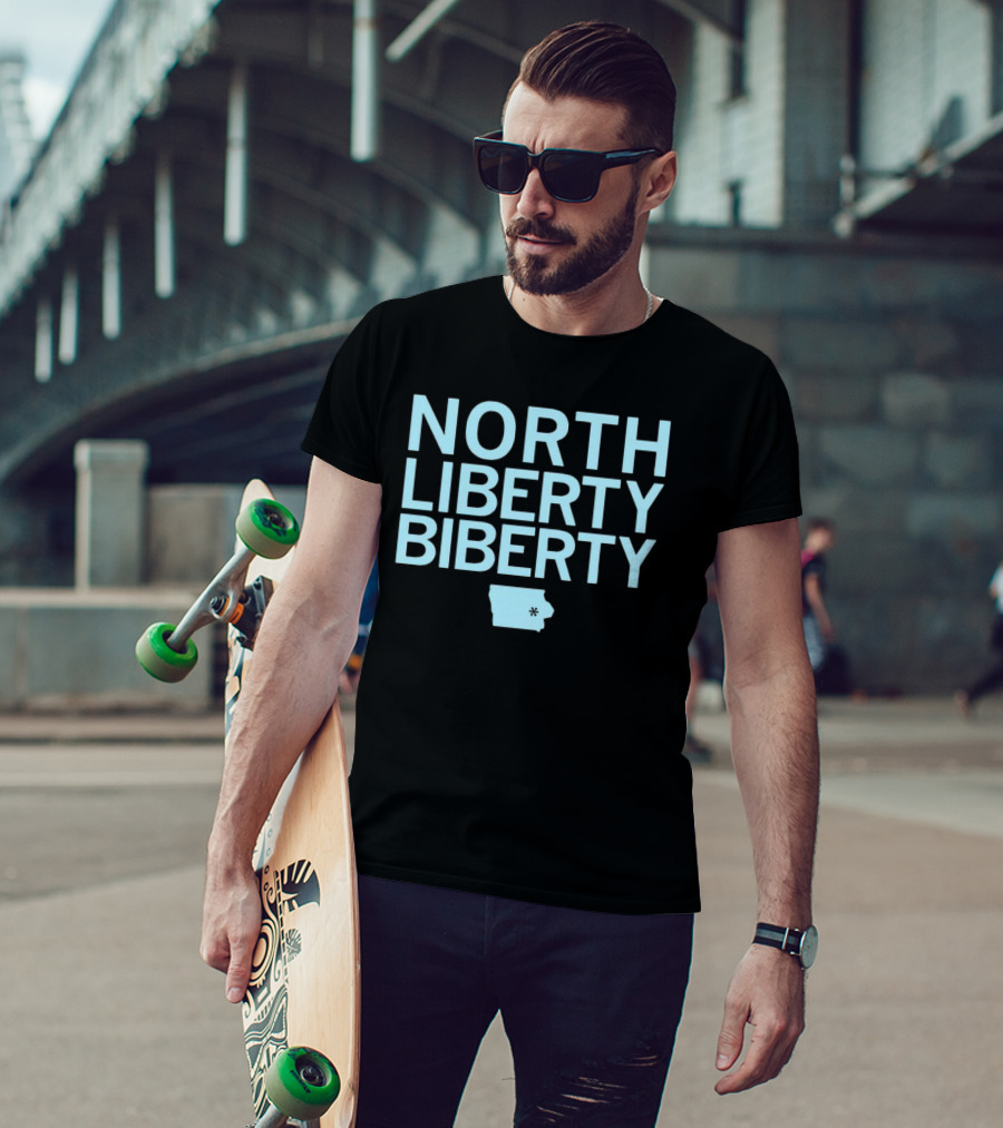 North Liberty Biberty Iowa Map T-Shirt